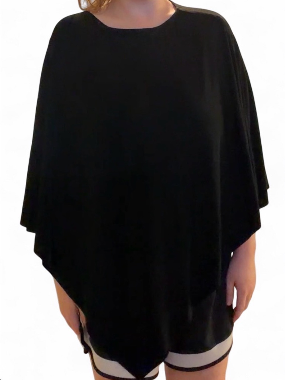 Laura Ashley Woman Black Poncho Cape Shawl Cover Up One Size